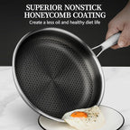 6 Pieces Stainless Steel Frying Pan Set with Lids, Honeycomb Nonstick Frying Pan Set 3 Pcs,Induction Skillet Set Egg Omelette Frying Pan Sets W/Lid, Induction Compatible, PFOA Free