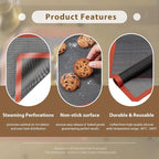 Silicone Baking Mat Nonstick Food Safe Tray Pan Liners Perfect Bakeware for Making Cookies, Macarons, Bread and Pastry (14x22"/ 2 Pack)
