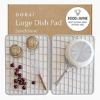 Dorai Home Dish Pad - Collapsable Stone Dish Drying Mat with Diatomaceous Earth for Quick Drying - Ultra Absorbent - Encased in Woven Silicone - Eco-Friendly, Foldable - Large 24.6" x 16.5", Sandstone