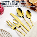 BEWOS 49-Piece Gold Silverware Set with Organizer - Stainless Steel Silverware Set for 8 with Drawer Organizer, Mirror Polished Flatware Set for Home and Restaurant, Dishwasher Safe