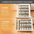Spice Drawer Organizer with 28 Bamboo-lidded Spice Jars and 216 Labels,Non-slip Rubber, Bamboo 4 Tier Spice Racks Tray Seasoning Containers for Kitchen Drawers,Cabinets,13" Wide * 15.8" Deep