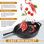 Utopia Kitchen Saute Fry Pan Pre-Seasoned Cast Iron Skillet With Lid, Frying Pan, Cast Iron Pan, Safe Grill Cookware for Indoor & Outdoor Use (1, Black, 10 Inch)