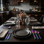 Rainbow Stainless Steel Flatware Set for 8, Ergonomic Silverware Set with Fork Spoon Knife, 40-Piece Colorful Cutlery Tableware Set - Dishwasher Safe