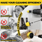 Holikme 6Pack Drill Brush Power Scrubber Cleaning Brush Extended Long Attachment Set All Purpose Drill Scrub Brushes Kit for Grout, Floor, Tub, Shower, Tile, Bathroom，Scrub Brush Green