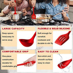 E-far 10 Pieces Silicone Cooking Utensils Set, Heat Resistant Kitchen Utensil Set for Nonstick Cookware, Kitchen Cooking Tools with Spatula, Spoon, Slotted Turner, Non-Toxic & Dishwasher Safe (Red)