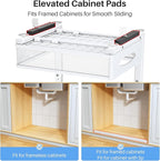 Under Sink Organizer, 2 Pack 2 Tier Pull Out Under Cabinet Organizer Shelf with Pad for Framed Cabinets, Metal Slide Out Under Sink Storage, Mesh Sliding Drawers for Kitchen Bathroom Laundry, White