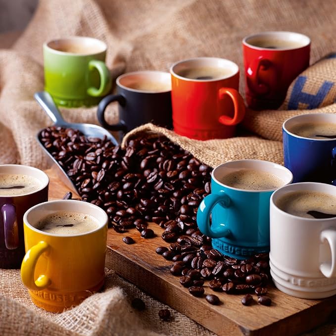 Le Creuset Stoneware Set of 6 London Mugs, 12 oz. Each, Multi-Color
