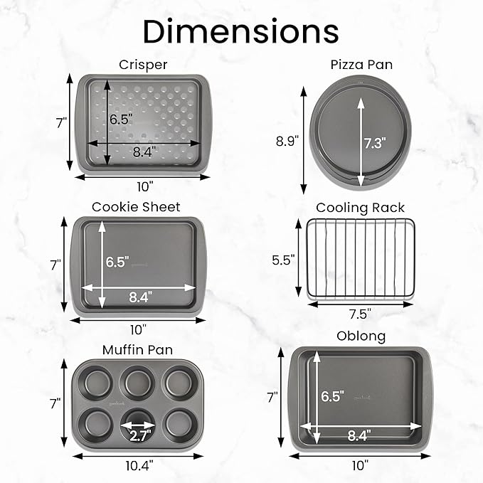 GoodCook Everyday Nonstick Toaster Oven 6-Piece Steel Bakeware Set, Gray