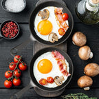 Remerry 5 Sets 4 Inches Cast Iron Skillets Mini Black Iron Nonstick Frying Pan Small Sizzling Plate Egg Pan Cast Pot Bundle with Oil Brush for Indoor and Outdoor Restaurant Kitchen