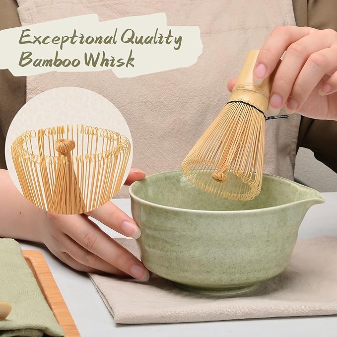 Authentic Japanese Matcha Ceremony Set - 17oz Traditional Chawan Bowl with Bamboo Whisk (Chasen), Scoop & Stand - Complete Starter Kit for Beginners, Christmas Thanksgiving Gift Idea