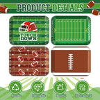 4 Pcs Melamine Serving Trays Platters Snack Trays Reusable Rectangle Platters for Sports Game Day Flower Tea Party Food Dessert Cookies Serving Plates Supplies, 13 x 9.7 Inch(Football)