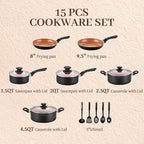 Ceramic Pots and Pans Set, 15PCS Nonstick Set Ceramic Cookware Set, Nonstick Pan Pots and Pans Set Non Stick Cookware set (With-Induction)