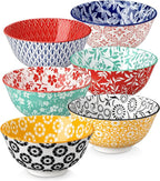 vancasso SELENE 24 oz Cereal Bowls set of 6, Ceramic Soup Bowls for Kitchen, Dishwasher & Microwave Oven Safe- for Cereal, Soup, Pasta, Salad, Vivid Floral Design Bowl Set
