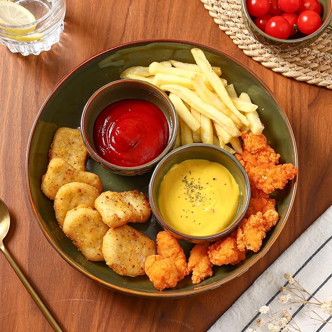 Sureasy Mini Ceramic Dipping Bowls – 4 oz, 3.5 Inch Small Bowls for Sauces & Side Dishes, Microwave & Dishwasher Safe, Set of 4, Green