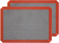 Hermerlee Perforated Silicone Baking Mats, 2 PCS Eclair Silicone Mat for Half Sheet，Tray Pan Liners Perfect Bakeware for Making Cookies, Macarons, Bread and Pastry,11.8"x 15.7" (Corner Cut)