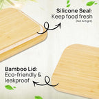Vtopmart Glass Food Storage Containers with Bamboo Lids, 4 Pack Meal Prep Glass Containers Safe for Microwave, Oven, Freezer and Dishwasher, BPA Free