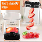 2 Pack Fruit Slicer Cup for Strawberry, Banana, Hard-Boiled Egg - Detachable Cutter with Push Plate - Rapid & Safe Slicing Kitchen Gadget for Quick Meal Prep (Black)