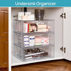 Vtopmart 6 Pack Large Stackable Storage Drawers,Easily Assemble Clear Acrylic Bathroom Closet Undersink Organizers,Plastic Storage Bins for Cabinet,Kitchen Pantry,Medicine Organization