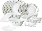 Borosil Gourmet Dinnerware Set For 6, 35 Pieces, White Dinner Plates and Bowls Sets, Chip Resistant Tempered Opal Glass, Stain Resistant, Dishwasher & Microwave Safe Dinner Set For Gifting, Serves 6