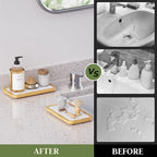 Water Absorbing Stone Tray for Sink, Kitchen Sink Caddy Organizer, Diatomite Bathroom Vanity Counter Tray, Soap Dispenser Sponge Holder, Fast Drying Stone Faucet Mat with Bamboo Tray