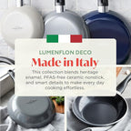 Deco 8” Nonstick Frying Pan Skillet, Made in Italy, Diamond Ceramic PFAS-Free, Dishwasher & Metal Utensil Safe, Durable Gloss Enamel Finish, Stay-Cool Handle, High Walls-Extra Room, Gray