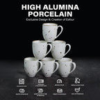 Esfour Ceramics Coffee Mugs Set Of 6, 14 Oz Large Handle Heavy Duty Cups - Microwave Dishwasher Safe - Latte, Cappuccino, Tea, Cocoa, Mocha - Men, Women, Home Office Daily Use, Classic Assorted Colors