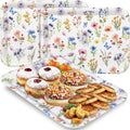 Vesici 3 Pcs Spring Wildflower Serving Trays 13 x 10 Inch Colorful Floral Melamine Platters Reusable Rectangular Serving Dishes for Wedding Bridal Tea Party Sharing Snacks Fruit Dessert Candy