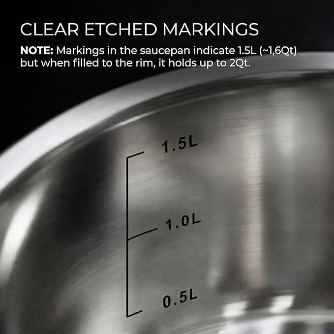 SUNHOUSE 2 Qt Stainless Steel Saucepan with Steamer and Lid - Steamer for Cooking, Kitchen Induction Cooking Pot with Vegetable Food Steamer Basket with Stay-Cool Handle