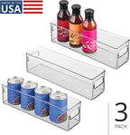 iDesign Stackable Fridge Bin with Handles - Ideal for Freezer or Pantry, Set of 3, Clear, Made in USA
