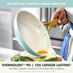 GreenPan Nonstick Reserve Pro 10” & 12” Frying Pan Set, NSF Certified Ceramic, Hard Anodized PFAS-Free Skillets, Stainless Steel Handles, Oven & Dishwasher Safe, Seaside Blue