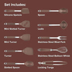 Anolon Tools Set/Nonstick Nylon Cooking Utensils/Kitchen Gadgets Includes Spoons, Turners, Ladle, Meat Fork, Whisk, and Locking Tongs, 10 Piece, Bronze