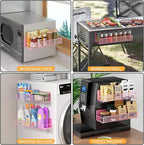 Magnetic Spice Rack for Refrigerator, 4 Pack 100% Metal Strong Magnet Fridge Shelves, Space Saving Spice Organizer, No Drilling Moveable Home Kitchen Laundry Room Storage Organization, Pink