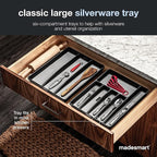 madesmart Classic Large Silverware Tray - Granite |CLASSIC COLLECTION | 6-Compartments| Kitchen Drawer Organizer | Soft-Grip Lining and Non-Slip Rubber Feet | BPA-Free