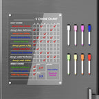 Acrylic Magnetic Chore Chart for Fridge, Clear Dry Erase Chores Chart for Refrigerator, Responsibility Reward Planning Board for Teens Family, w/ 8 Colors Markers, 12"x9"