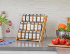 Orii 18 Jar Bamboo Compact Spice Rack with Spices Included & 5-Year Free Spice Refill Program for Countertop or Kitchen Drawer with Glass Jars