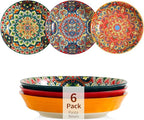 Ceramic Pasta Bowls Set of 6-8 inch 30 oz Serving Bowls, Colorful Dinner Bowls for Soup,Salad, and Pasta, Kitchen, Microwave, Dishwasher Safe, mexican, Bohemian Style