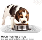 OGGI Anti Slip Serving Tray with Handles- White Rectangle Server - Ideal for Eating, Breakfast Tray, Food Tray, Appetizer, Serving