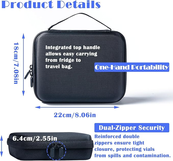 Insulin Fridge Holder Storage Case Insulin Vial Protector Holder Insulin Cooler Travel Case Organizer Fits Standard 10ml U-100 Vials 30-Slot,Black (30 Slots)