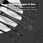 Runfly Gorgeous Retro Royal Black Stainless Steel 20 Pieces Flatware Set, Black Silverware Set, Anti-rust Stainless Steel dark Cutlery Set Utensils Including Fork Spoon and Knife