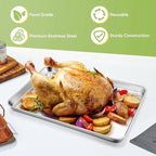 TeamFar Stainless Steel Baking Sheet, 20’’ x 14’’ Large Baking Sheet Pan Bakeware Set Cookie Sheets for Baking, Roasting, Cooking, Non Toxic, Mirror Finish & Dishwasher Safe