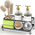 Cisily Gray Sponge Holder for Kitchen, Sink Caddy Sink Organizer Rack for Kitchen Accessories with Drip Tray, Rustproof and Non-slip, Soap Dispenser Countertop Organizer Essentials for New Home