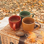 Mora Ceramic Artisan Matte Large Latte Mug Set of 4, 16oz - Microwavable, Porcelain Coffee Cups With Big Handle - Modern, Boho, Unique Style For Any Kitchen. Microwave Safe Stoneware - Marina Colors
