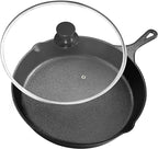 Utopia Kitchen Saute Frying Pan 8 Inch, Cast Iron Chefs Pan, Pre Seasoned Cast iron Skillet With Lid, Safe Grill Cookware for Indoor & Outdoor Use, Black