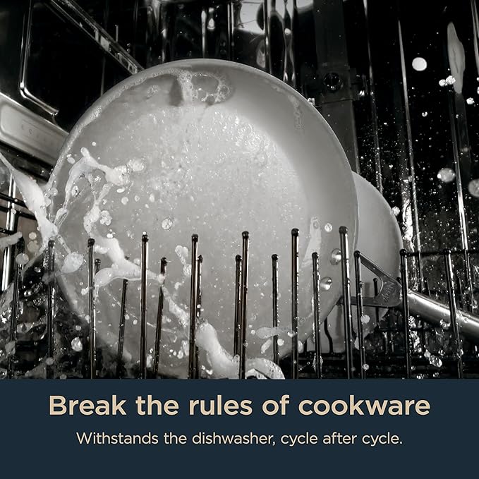Ninja Ceramic Pro 10Piece Cookware Set, NonStick Pots & Pans Set with Glass Lids, Nontoxic, PTFE Free, Ceramic Coated, Stove to Oven Safe, All Stovetop & Induction Compatible, Midnight Blue, CW39010MM