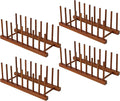 HBlife 4pcs Teak Dish Drying Rack Plates Holder Stand Kitchen Storage Cabinet Organizer for Dish/Plate/Bowl/Cup/Pot Lid/Cutting Board (8 Slots)