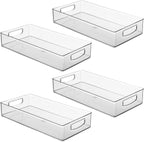 iDesign Stackable Clear Plastic Extra Long Pantry Organizers and Cabinet Storage Bins for Kitchen, 4-Pack