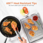 600ºF Heat Resistant Kitchen Tongs: U-Taste 9+12 inch Silicone Cooking Tong Set with Firm Sealed Non Stick Rubber Tips and Silicon Coated 18/8 Stainless Steel Handle for Serving Grilling Salad(Orange)