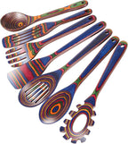 Wooden Spoons for Cooking – 7 Piece Pakkawood Kitchen Utensils Set with Spatulas, Spoons, Ladles, and Turner for Mixing, Serving & Cooking