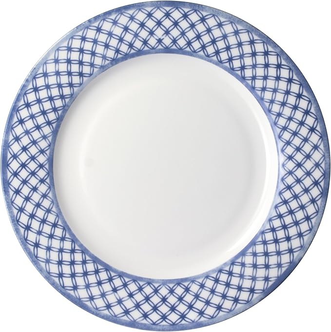 Mikasa Kiley Bone China Lightweight Chip Resistant 16 Piece Dinnerware Set, Service for 4,Blue and White