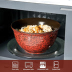 HASENSE Ceramic Soup Bowls, 40 Oz Serving Bowls Set of 4, Cereal Bowls, Salad Bowls for Pasta Soup Popcorn, Dishwasher & Microwave Safe, Christmas Thanksgiving Gifts, Red